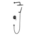 thumbnail image 1 of Matte Black Wall Mounted Shower System With 9.84" Round Rainfall Showerhead And Handheld Shower Rough-In Valve, Bathroom Mixer Shower Combo Set, 1 of 5