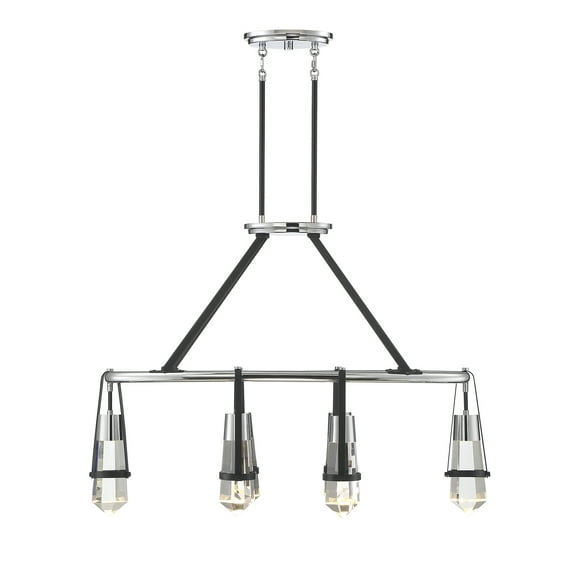 Matte Black with Polished Chrome Accents LED Linear Chandelier from the Denali Collection