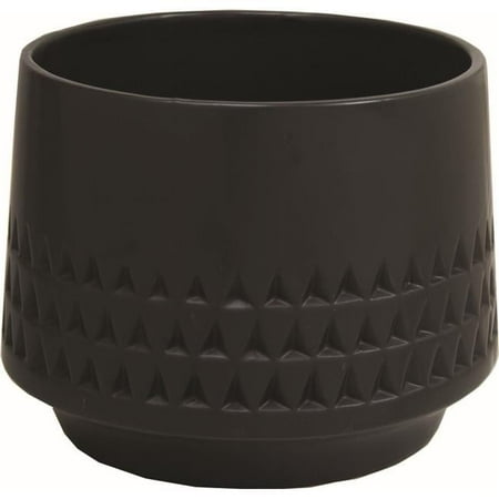 Matte Black with Triangles Pattern Planter