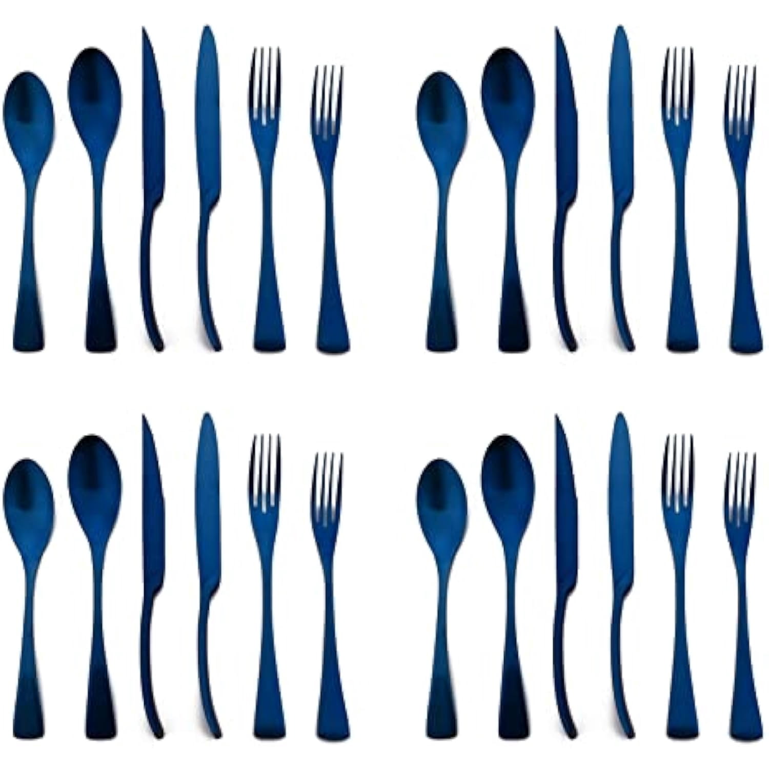 Steel Kitchenware Blue Matte Blue 18/10 Stainless Steel Flatware Set - 24-Piece Durable ...