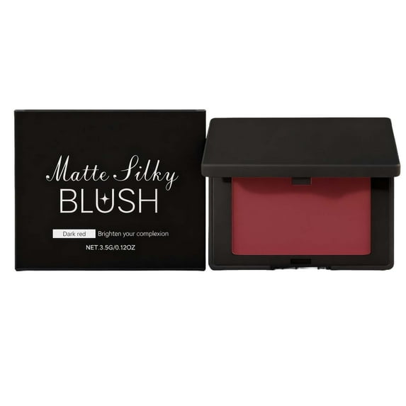 Matte Blush Powder Silky Smooth Long Lasting Blush for Cheeks, Deep Red Shade, Versatile for Contouring and Highlighting, Buildable Color, Easy to Blend, 3.5g