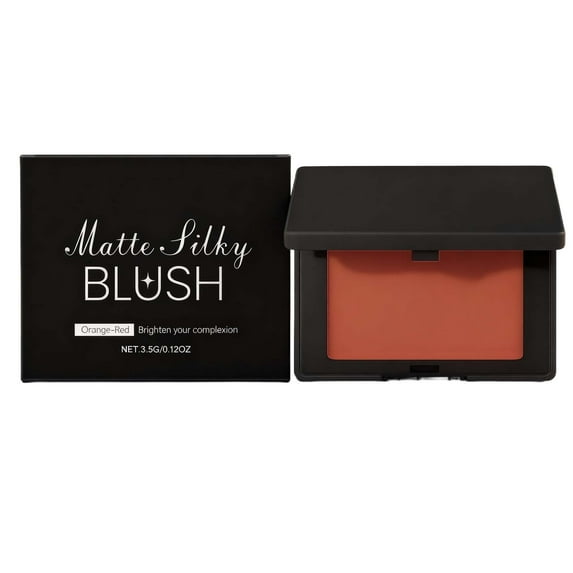 Matte Blush Powder Silky Smooth Long Lasting Blush for Cheeks, Pink Peach Shade, Versatile for Contouring and Highlighting, Buildable Color, Easy to Blend, 3.5g