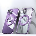 thumbnail image 1 of Matte Case for Apple iPhone 15 6.1 Inch,Decase Ultra Thin Mag Safe Magnetic Clear Phone Cover [Support Wireless Charging] With 360° Ring Kickstand Shockproof Shell,for iPhone 15 - Purple, 1 of 6