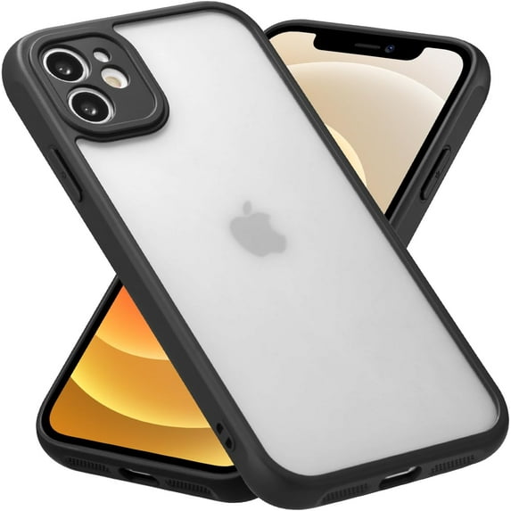 Matte Case Compatible with iPhone 12 Case,Slim Translucent Frosted Case Cover Hard PC Back Military Drop Protection Phone Case Skin-Friendly Case for iPhone 12 6.1-inch,Black