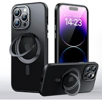 Matte Case for iPhone 15 15 Pro MAX 15 Plus Compatible with MagSafe with Stand Folding Ring, Magnetic Case with Heavy Duty Drop Protection (Black, iPhone 15 Pro MAX)