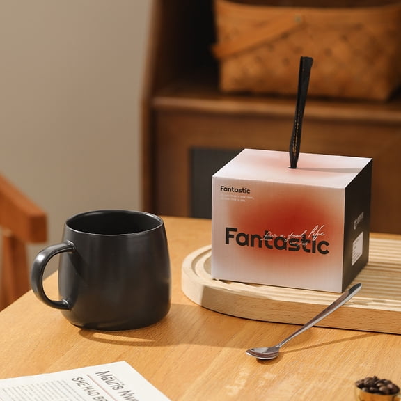 Matte Ceramic Mug with Bulbous Body, Simple Modern Design Packaged in a Gradient Gift Box