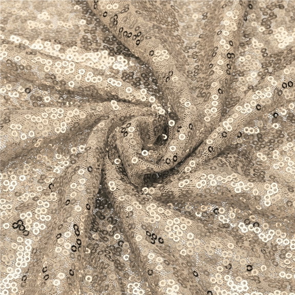 Matte Champagne Sequin Fabric, by The Yard, 1 Yard Length 4.3ft Wide Sequin Velvet Fabric Shiny Sparkly Cloth for DIY Sewing, Dress, Backdrop, Tablecloth, Table Runner