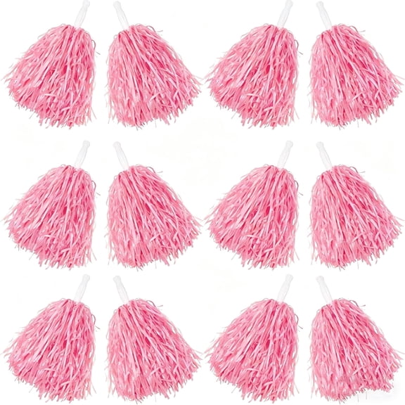 Matte Cheerleading Pom Poms - Soft Plastic with Baton Handle for Sports & Parties(12PCS)