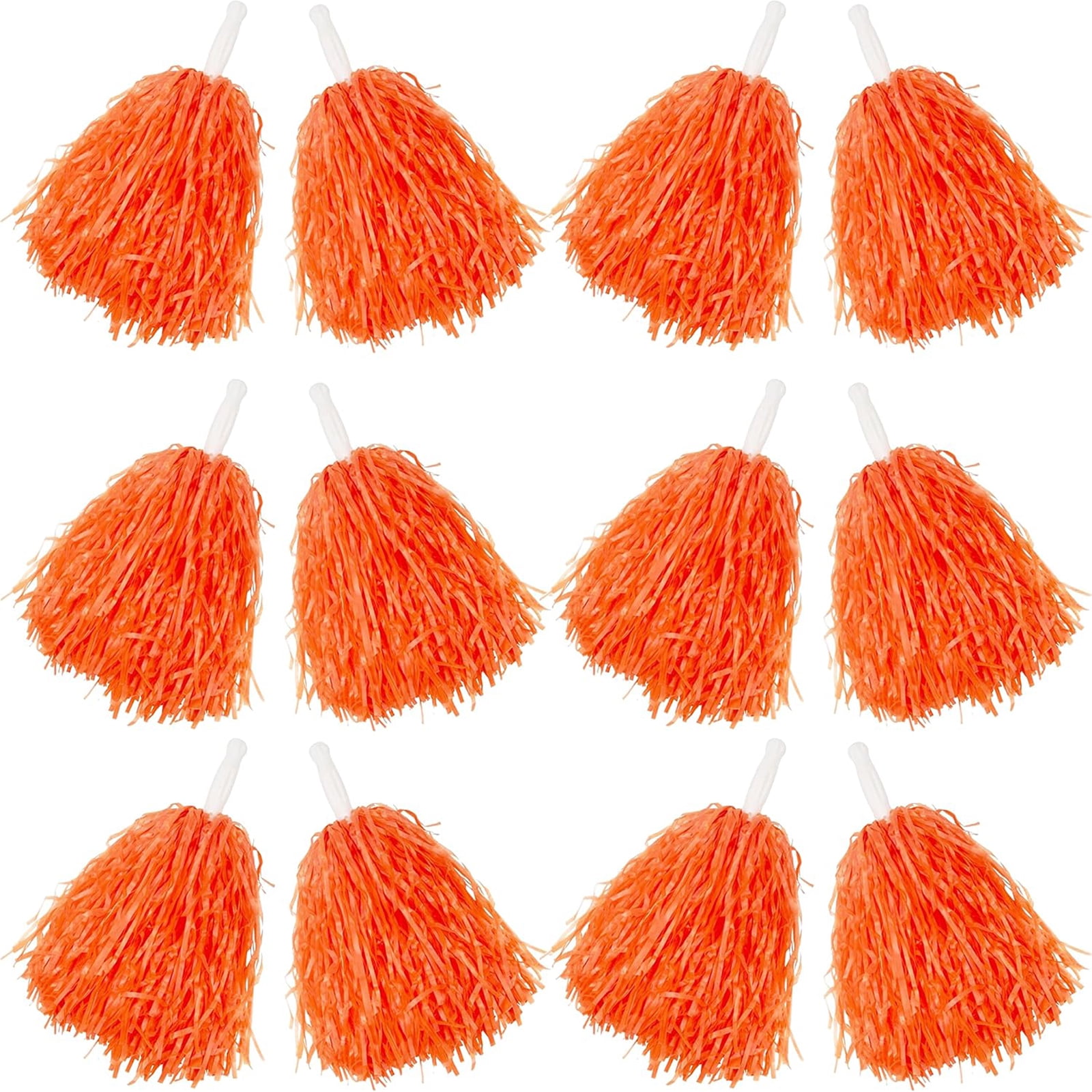 Matte Cheerleading Pom Poms - Soft Plastic with Baton Handle for Sports & Parties(12PCS)