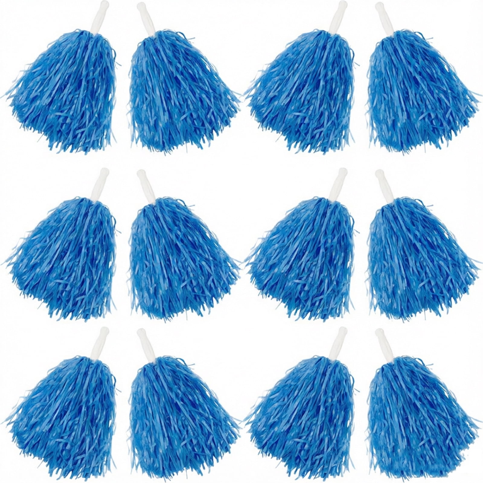 Matte Cheerleading Pom Poms - Soft Plastic with Baton Handle for Sports & Parties(12PCS)