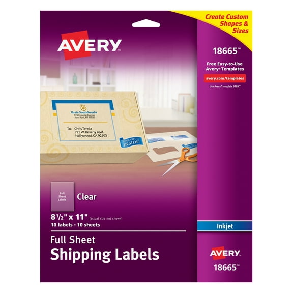 Matte Clear Shipping Labels, Inkjet Printers, 8.5 X 11, Clear, 10/pack | Bundle of 5 Packs