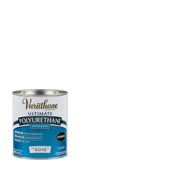 2 Pack, Matte Clear, Varathane Ultimate Crystal Clear Polyurethane Water-Based-262074, Quart