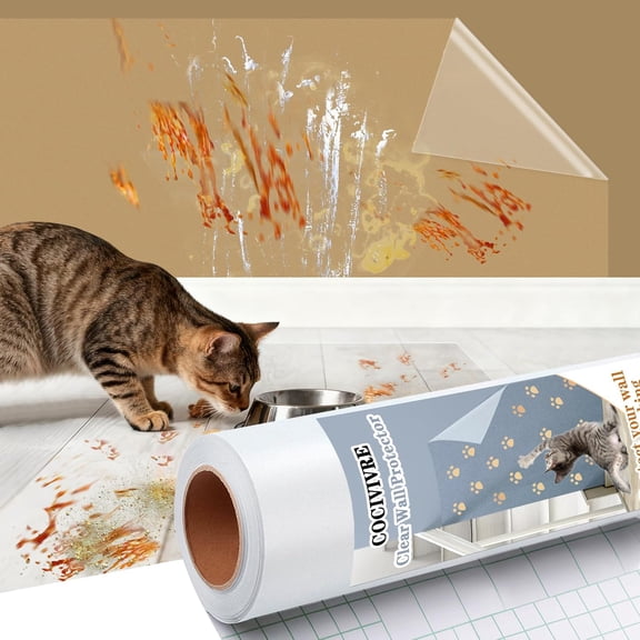 Matte Clear Wall Protector Contact Paper, Self Adhesive Removable Plastic Film Backsplash Oil Waterproof Wallpaper Kitchen Cabinet Liner Heat Resistant Furniture Door Scratch Cat Dog 17.7'' x 118''