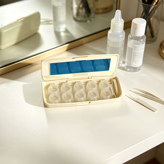 Matte Contact Lens Case Press Open 5 Pair Storage Box with Mirror Tool Kit for Travel Home Daily Use