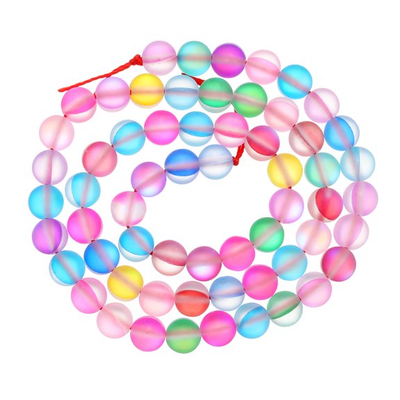 Matte Crystal Glass Beads 6mm Synthetic Frosted Shining Round Loose Beads Moonstone for Jewelry Making, Mixed Color
