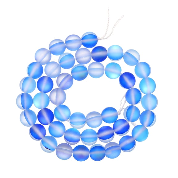 Uxcell Matte Crystal Glass Beads 8mm Synthetic Frosted Shining Round Loose Beads Moonstone for Jewelry Making, Blue