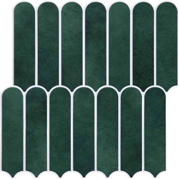 Matte Dark Green Peel and Stick Tiles,  Wall Stickers, 10 Sheets, Ultra-Light Thin PVC Wall Panels  Fish Scale Stick  Tile Sticker Backsplash Kitchen Bathroom, 12"X12"