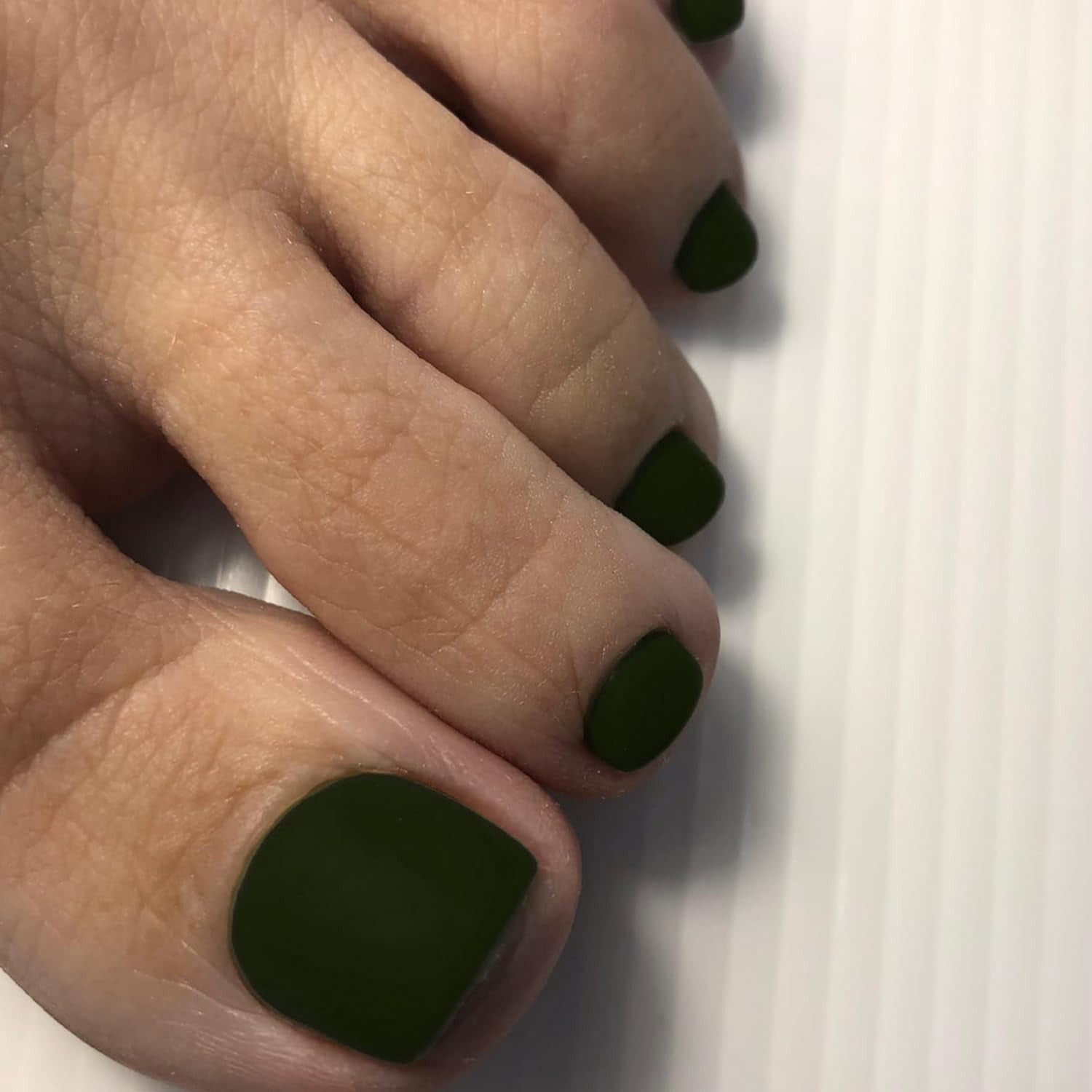 Matte Dark Green Press on Toenails Short, Square Fake Toe Nails