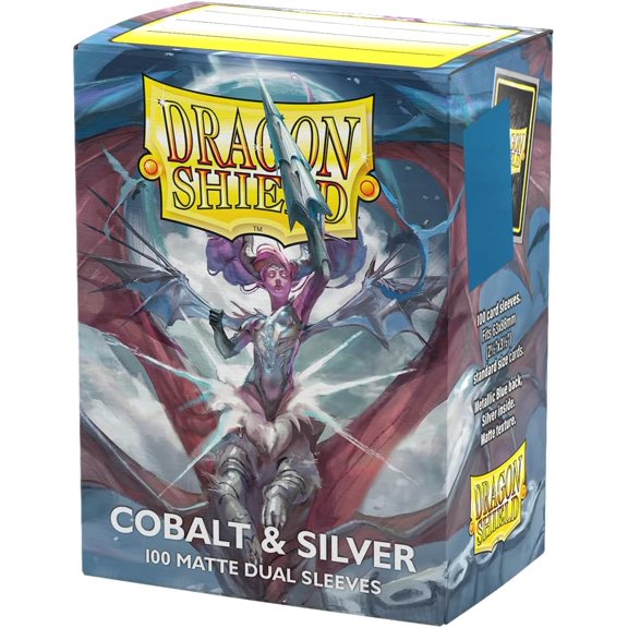 Matte Dual Standard Size Card Sleeves | 100 - Smooth & Tough Premium TCG Sleeves - Compatible with Pokemon, One Piece & Magic the Gathering | Cobalt & Silver