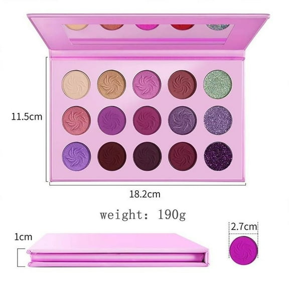 Matte Eyeshadow Palette, Glitter Eyeshadow Kit, Long Lasting 15 Color Cosmetic Makeup Set, Non Irritating Fine Powder, Easy To Apply for Party and Daily Use