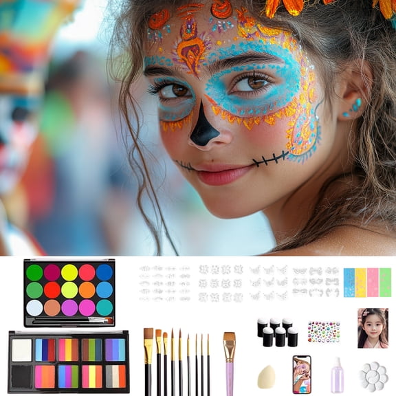 Matte Face Paint, Matte Texture & Water Soluble Based Paint Set, Skin Friendly Non Toxic Body Paint, Washable No Residue Art Kit for Party, Stage, Festival Tiny Tots Body Painting