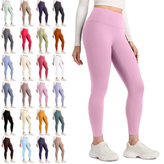 Matte Fleece Lined Leggings - Thermal Casual Lounge Workout Womens Yoga Full Length Pants Winter Warm Pink XXL