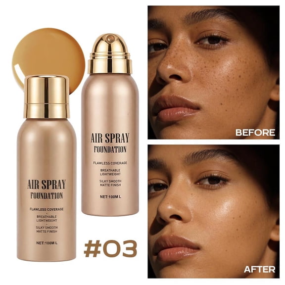 Matte Foundation Spray, Waterproof Liquid Foundation, Lightweight Long Wearing Makeup, Full Coverage Breathable Base, 100ml with Application Brush