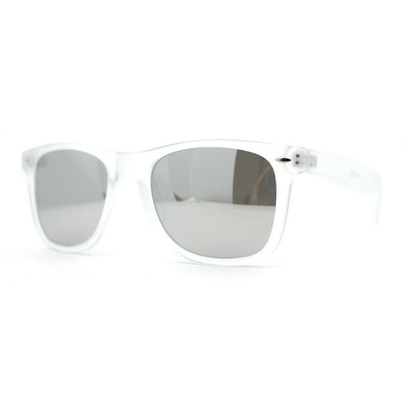 Matte Frost Neon Iconic Hipster Horn Rim Silver Mirror Sunglasses Clear