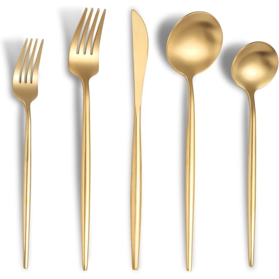 Matte Gold 40-Piece Stainless Steel Flatware Set for 8