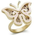 thumbnail image 1 of Matte Gold Brass Ring with AAA Grade CZ, Multi Color - Size 7, 1 of 1