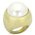 thumbnail image 1 of Matte Gold Brass Ring with Synthetic Pearl in White for Women White Stone Color Style LOA835 Size 6, 1 of 2