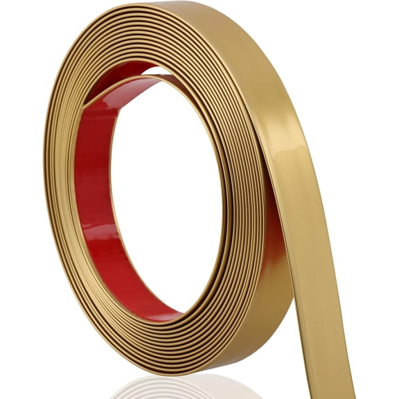 Matte Gold Finish Molding Trim, 196.8" L x 0.8" W Peel and Stick Decoration Strip for Ceiling, Wall, Tile Edge, Furniture Cabinet, Mirror