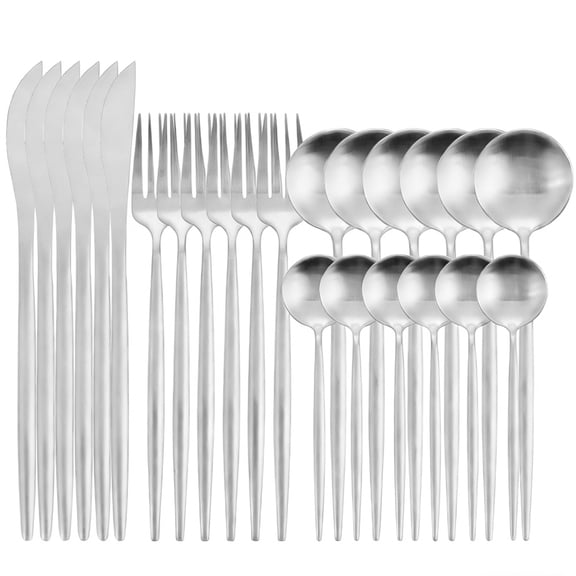 Matte Gold Silverware Set Spoons and Forks Knives Set Golden Utensils Service for 6 Stainless Steel Black Cutlery Kitchen Flatware Set