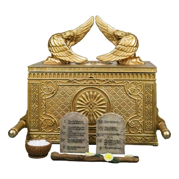 Matte Gold Throne Of God Ark Of Covenant Model W/ Contents Trinket Box Figurine
