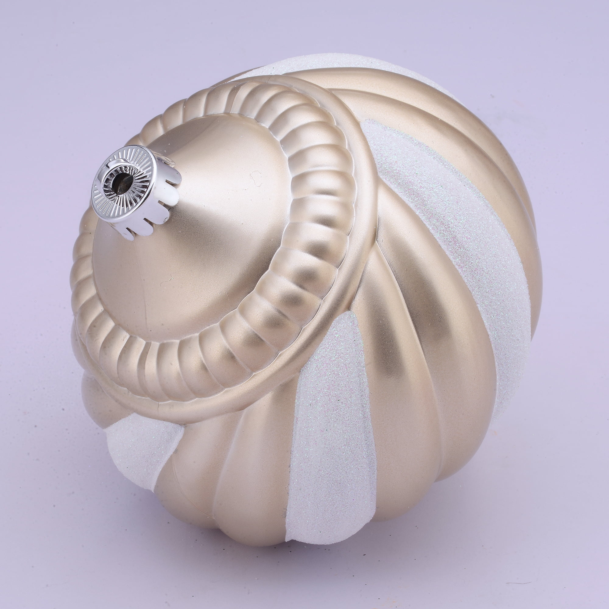 Matte Gold with White Glitter Swirl Jumbo Shatterproof OnionShaped