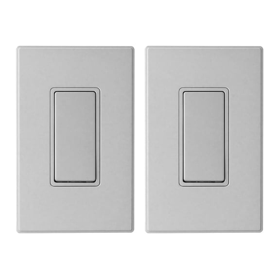 Matte Gray 3 Way Decorator Light Switch, 15A 120-277V, Paddle Rocker Switch Replacement, On/Off Wall Switch, Self-Grounding, Residential Grade, with Mid Wall Plate, UL/CUL, 2 Pack