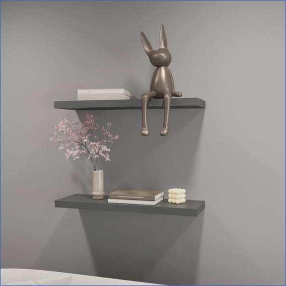 Matte Gray Floating Shelf 31.5 Wide Modern Minimalist | Wall Mounted | Grey | Particle Board