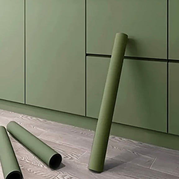 Matte Green Pvc Moisture-Proof And Dirt-Resistant Bedroom Background Wallpaper 40*500Cm Smile Home