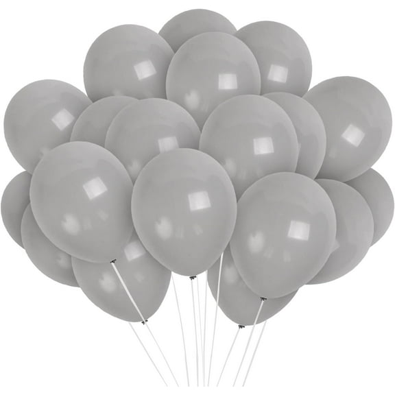 Matte Grey Balloons - 10 Inch Latex Balloons - 100 Pack
