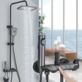 thumbnail image 1 of Matte Grey Exposed Shower System Set Rainfall Shower Faucet Fixtures Wall Mount, 1 of 10