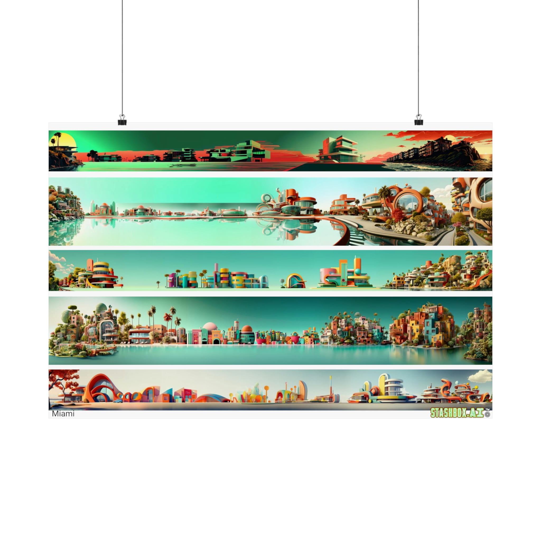 Matte Horizontal Poster Miami Architecture 5-in-1 02 - Walmart.com