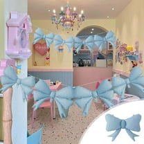 Matte Korean Style Macaron Bow Aluminum Foil Balloons - 61st Birthday Party Decorations for Children's Day and Kindergarten Events, Set of 5 (Light Blue)