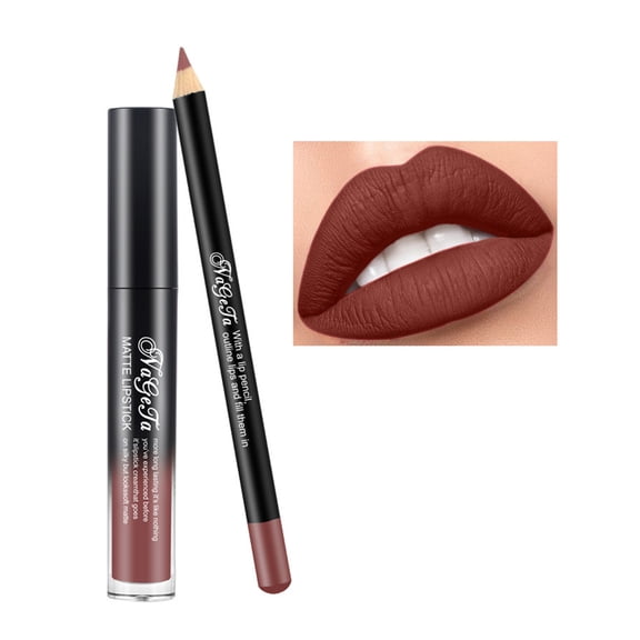 Matte Lip GLōss + Lip Liner Set, Shade 09# - 1 GLōss + 1 Liner, Matte Lipsticks With Lip Liners, Durable Lip GLōss, Long Lasting Non-Stick Cup, Non-Fade, Water Proof, Highly Pigmen Makeup Organizers