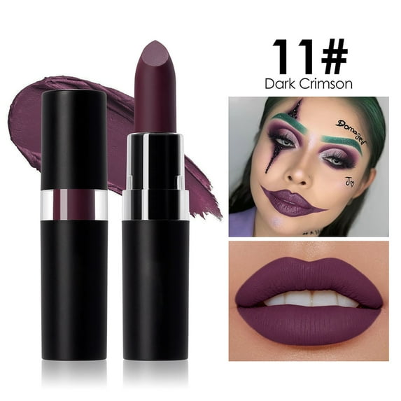 Matte Lipstick, Dark Lipstick, Long-Lasting Halloween Matte Lipstick for Spooky Makeup, Smooth Glide Matte Finish for Party and Cosplay Looks