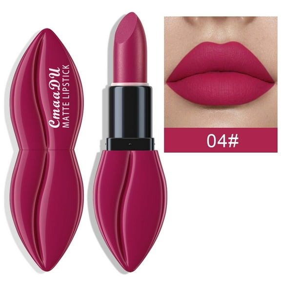Matte Lipstick, Long Lasting Lipstick, Natural Breathable Texture Lipstick with Special Lip Shape Packaging, Smooth Application, Uniform Coverage, Non Drying, Sexy Full Color Lipstick