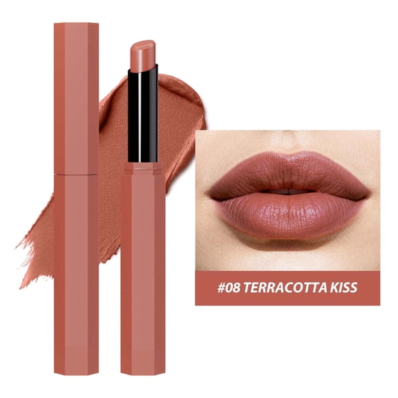 Matte Lipstick & Long Lasting Lipstick, Nude Matte Soft Dark Color Stick High Pigmented Long-Lasting Waterproof Lip Stick Lip Balm Beauty Cosmetics Gift for Women (#08)