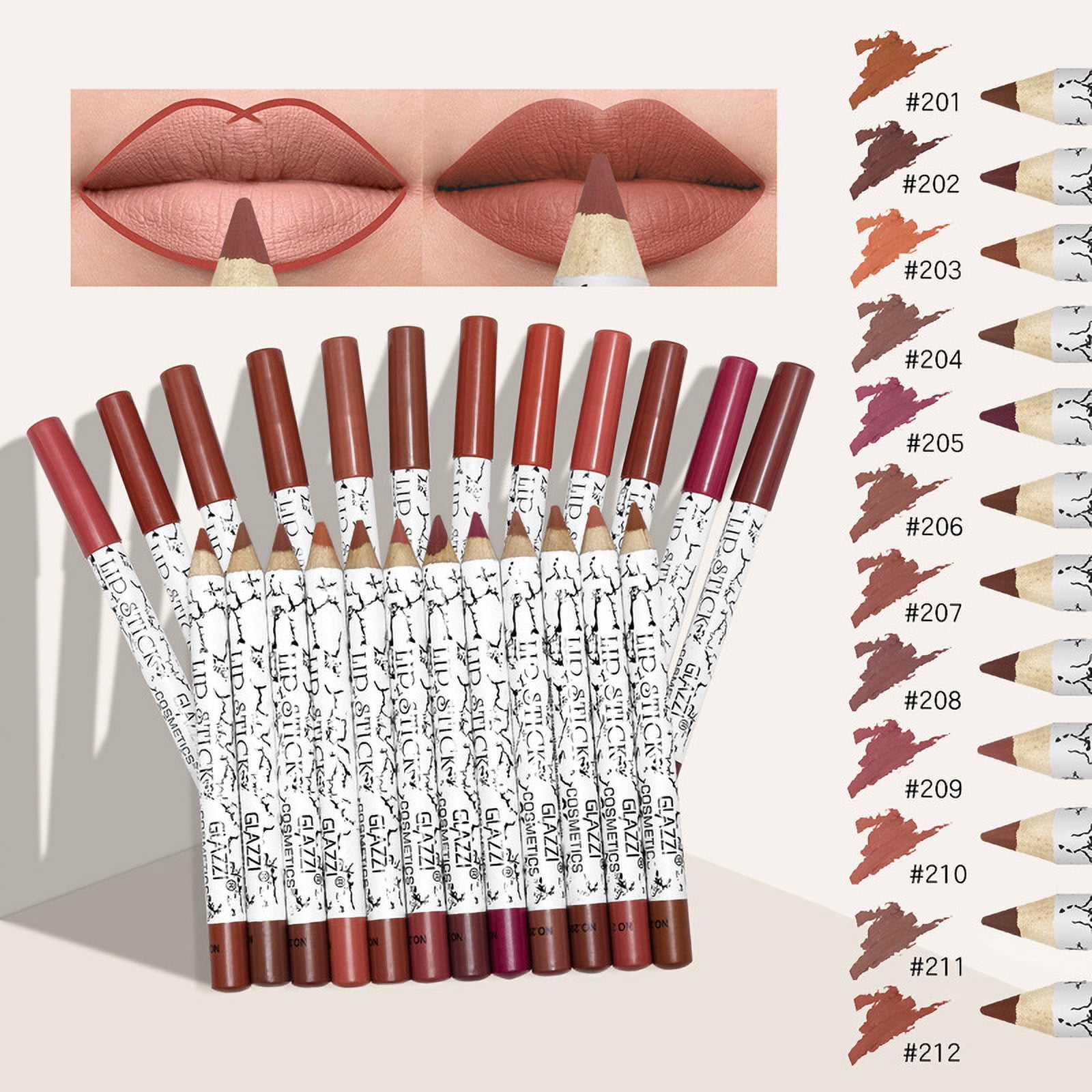 Stackable Lip Pen Matte Lipstick Pen & Lip Liner Combo Set, 12 Colors Long Lasting ...