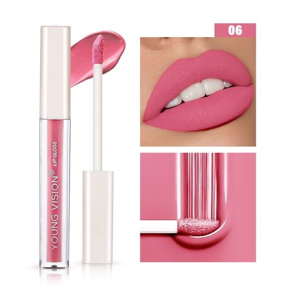 Matte Liquid Lip Gloss, Non-Stain Cup Lip Oil, Plumping Lip Gloss, Long Wearing Kiss-Proof Formula, Velvet Finish Lip Makeup, Easy Application with Brush