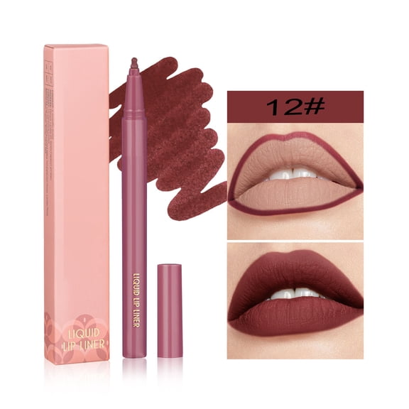 Matte Liquid Lip Liner, Waterproof Lip Glaze, Long Lasting Matte Lipstick Pen, Smoothed Texture, Sponge Gourd Head Applicator, High Color Rendering, Easy To Apply for All Day Makeup