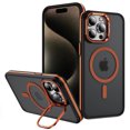 thumbnail image 1 of Matte Magnetic Back Cover Case for Apple iPhone 15 Pro, Camera Lens Kickstand Compatible with Magsafe Slim Fit Rugged Drop Protection Shockproof Phone Case for Women Men, Orange, 1 of 8